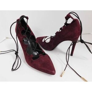 Barneys New York Purple Suede Leather Ankle Lace Pumps‎ $325rt Italy 36